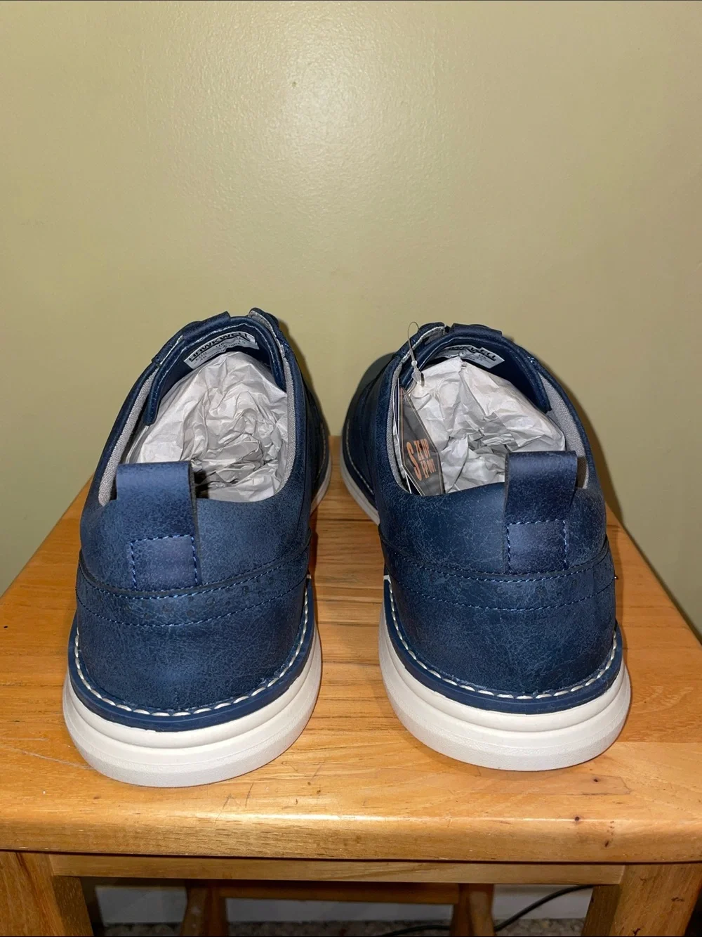 Men’s Navy Faux Suede Oxford Shoes | Wingtip Brogue | Business Casual SZ 15